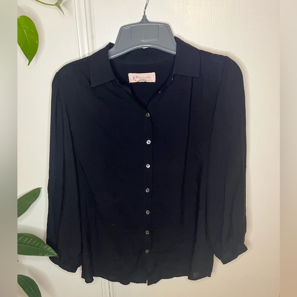 Philosophy Tops - Philosophy Women’s Size XS Black Sheer Long Sleeve Button Down Blouse